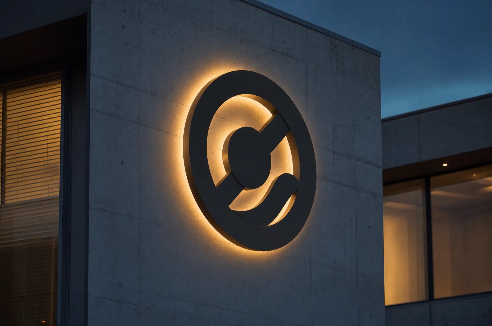 Logoskilt fræset efter virksomhedens logo