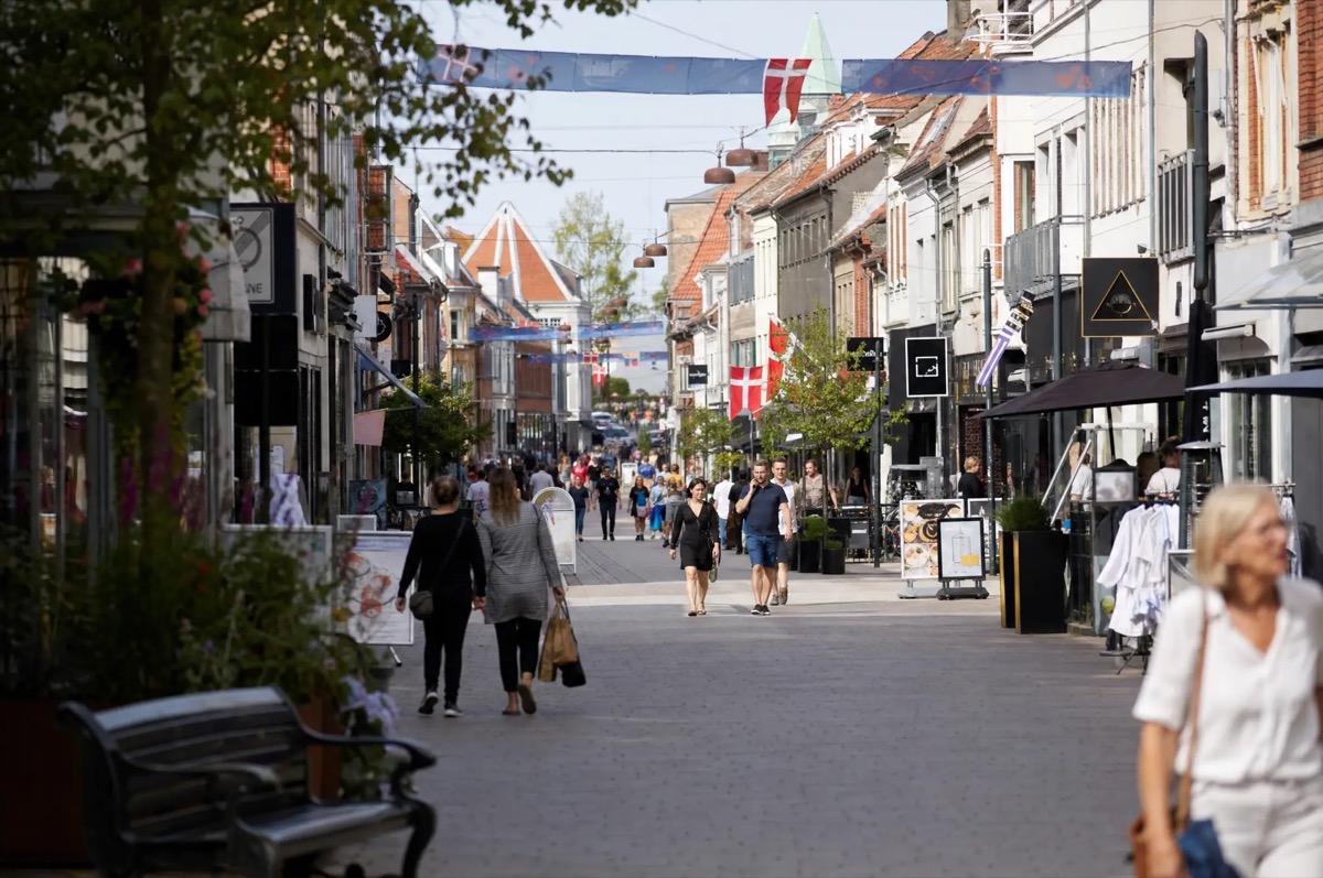 Erhvervsbygninger med facadeskilte i Trekantområdet